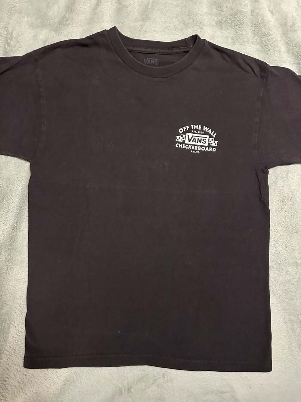 Vans Off The Wall Checkerboard Brand Graphic Short Sleeve Tee Black, Medium